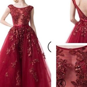 Red 2 pieces long dress
